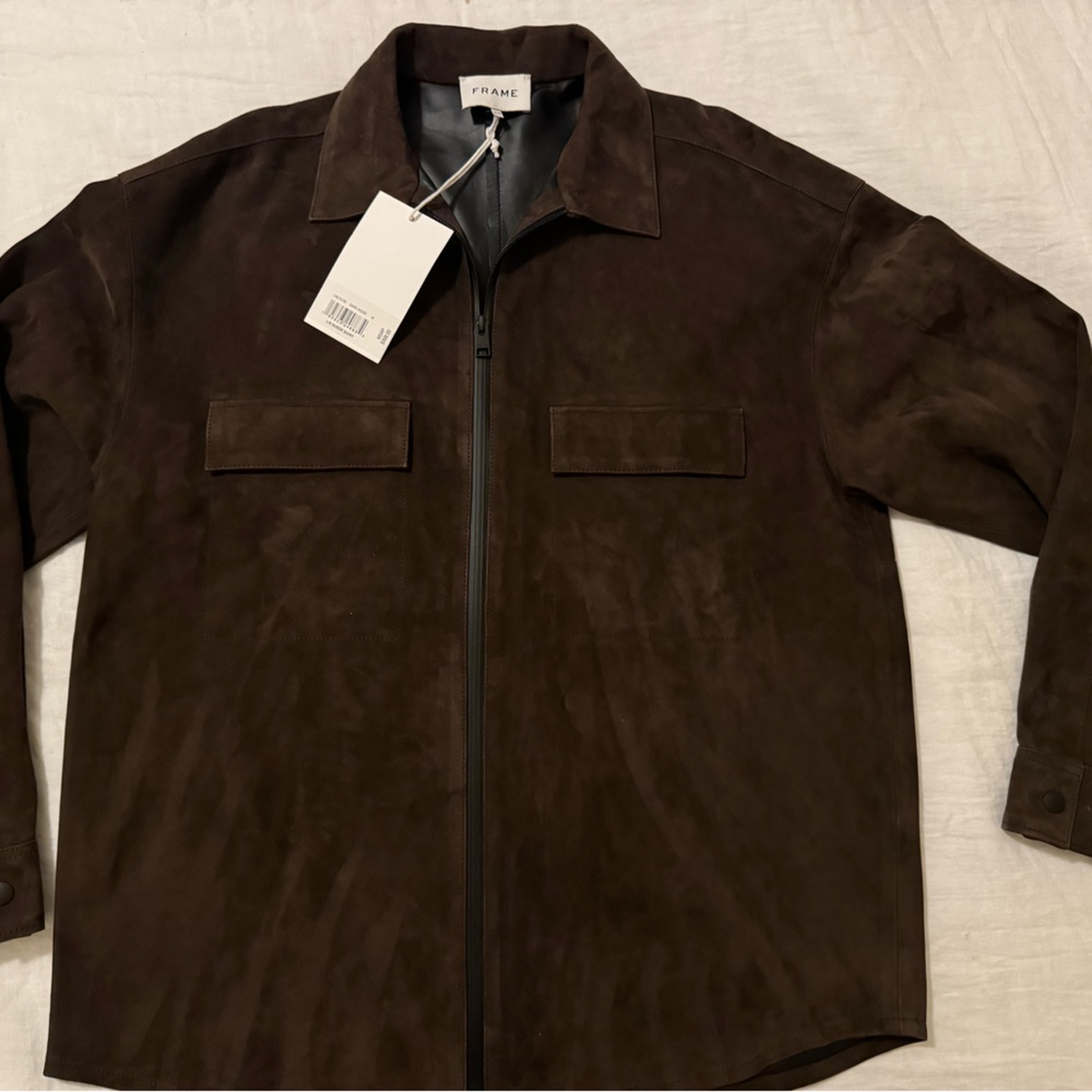 FRAME Men’s Dark Brown Suede Shirt Size Medium
